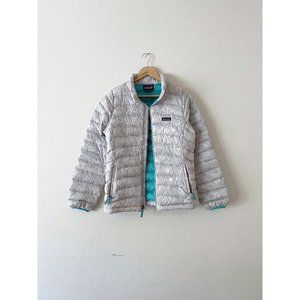 Patagonia Down Sweater in Silver Floral, Girls XXL/Womens XS-S